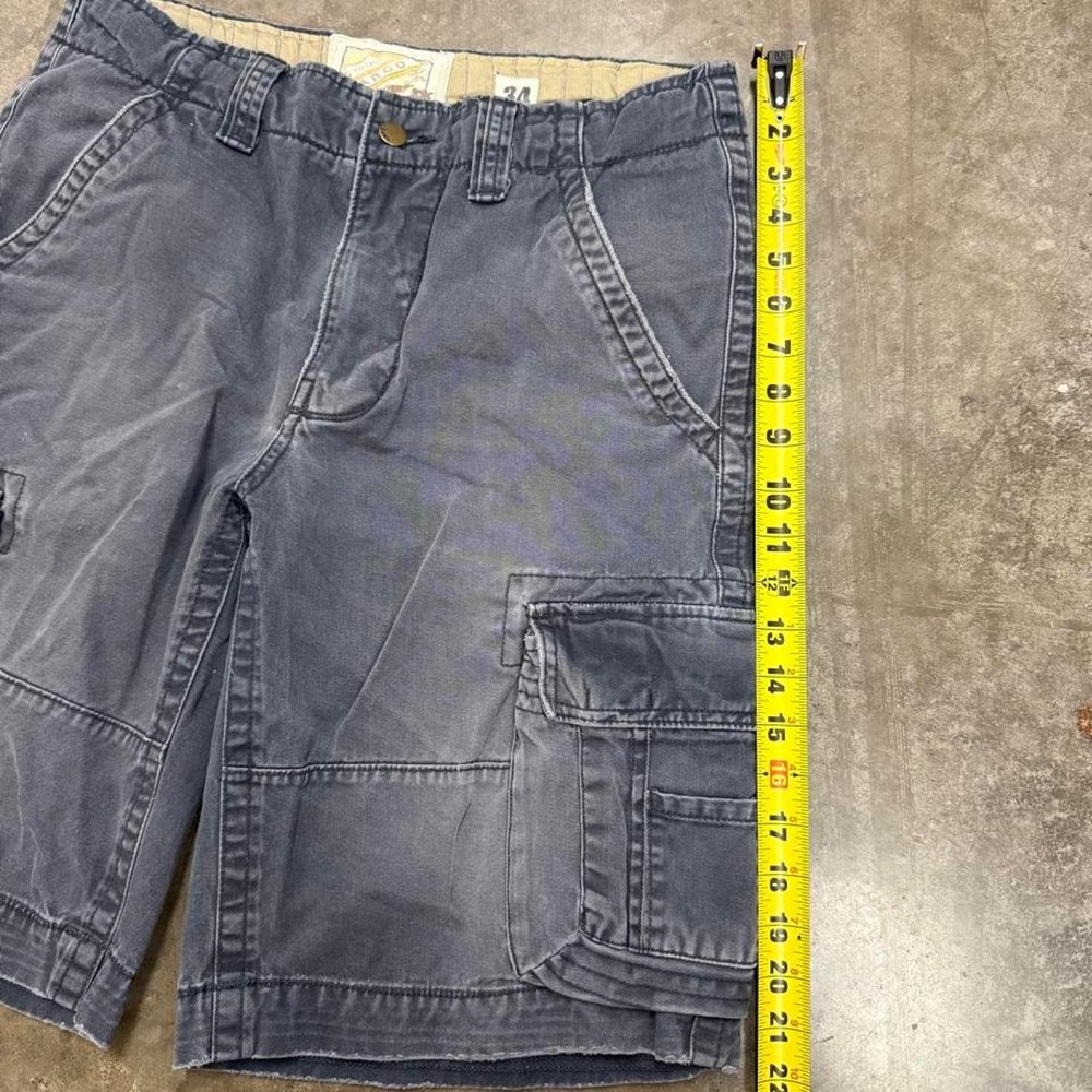 Vintage Y2K Navy Faded Baggy Skater Cargo Shorts Mens 32 Heavyweight Cotton - Picture 5 of 7